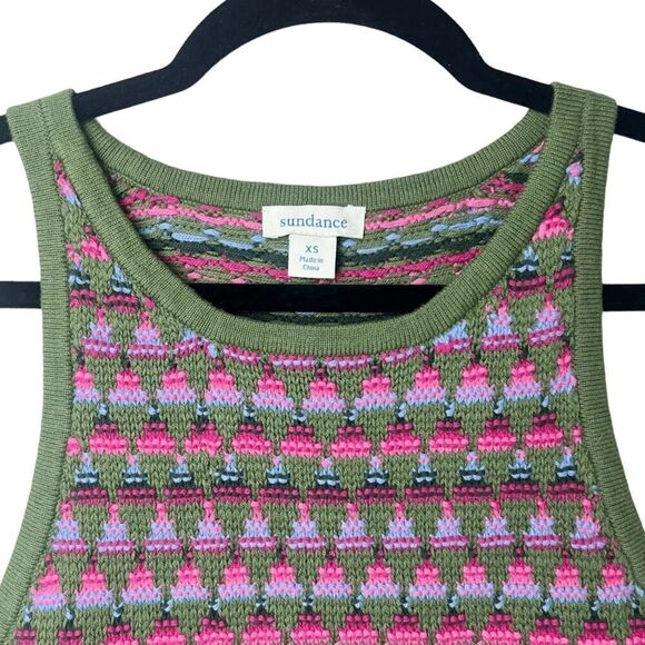 Sundance Knit Sleeveless Tank Top Sweater Vest Green Pink Sz XS - Picture 3 of 7